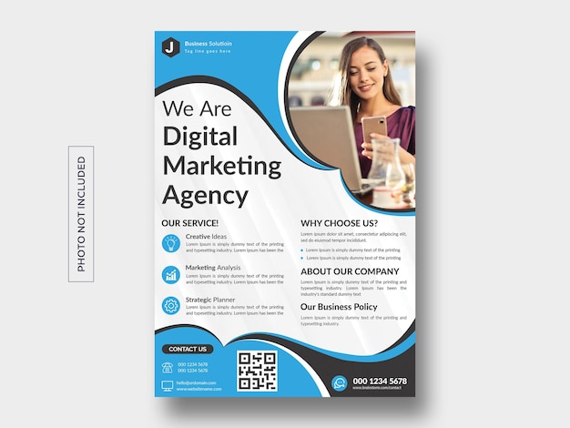 ein Poster für "Wir sind digitales Marketing" mit einer Frau darauf