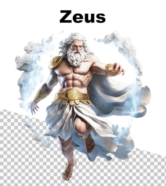 Ein poster mit dem gott zeus und dem wort zeus oben