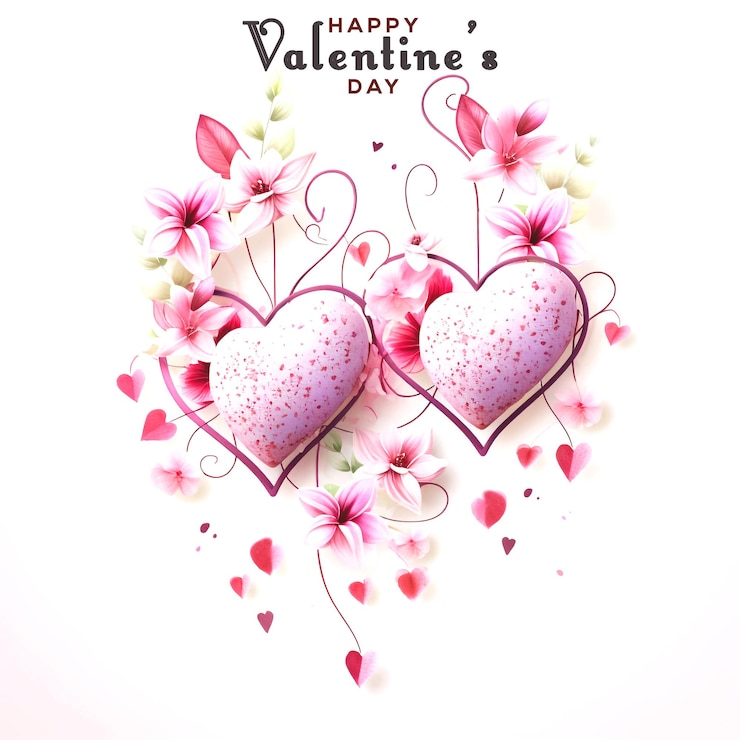 PSD ein poster mit einem roten herz und den worten "glücklicher valentinstag"