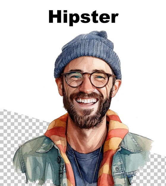 Ein poster mit einem schönen hipster-mann mit dem wort hipster oben drauf