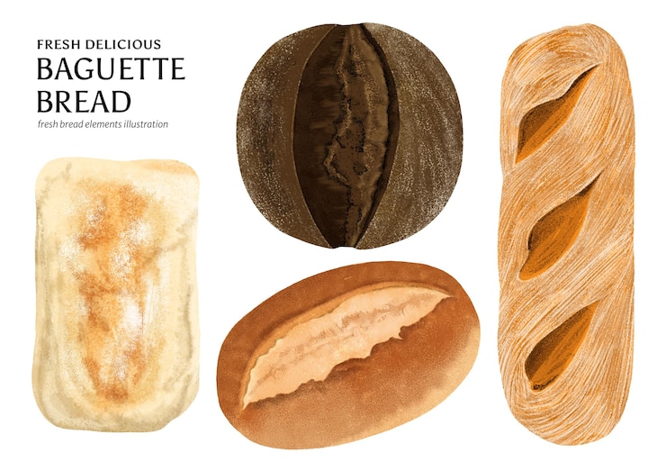 PSD ein poster mit einer baguette-brot-illustration