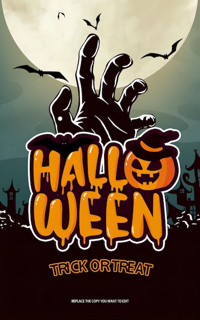 Ein Poster zur Feier von Halloween mit Kürbisselementen