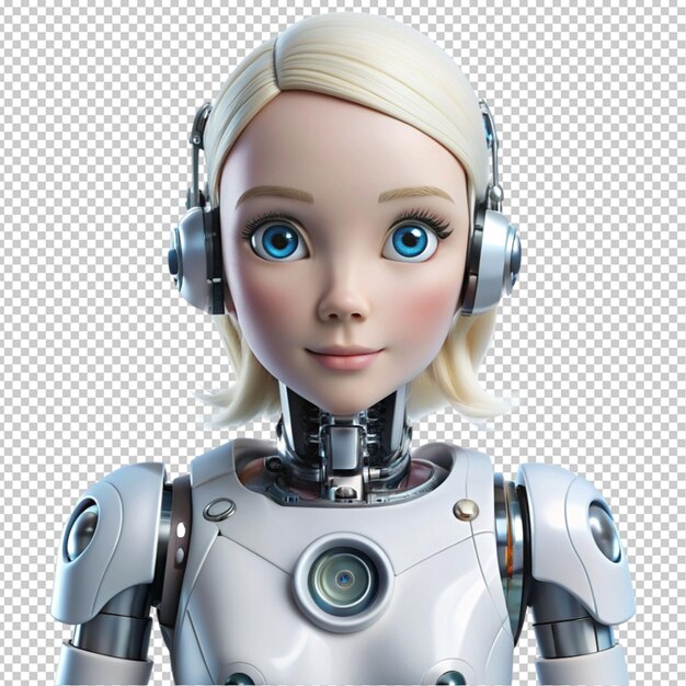 ein Roboter-Mädchen auf durchsichtigem Hintergrund