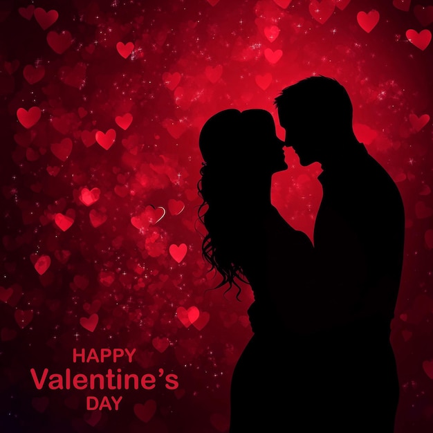 Ein romantisches Poster für ein Paar mit "Glücklicher Valentinstag"