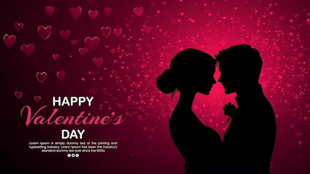 Ein romantisches Poster für ein Paar mit "Glücklicher Valentinstag"