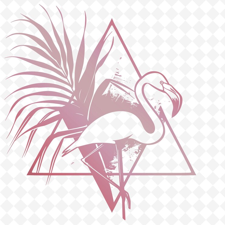 PSD ein rosa flamingo mit einer palme im hintergrund
