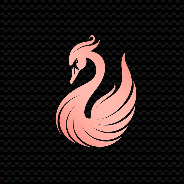 PSD ein rosa flammendes flamingo-logo auf schwarzem hintergrund