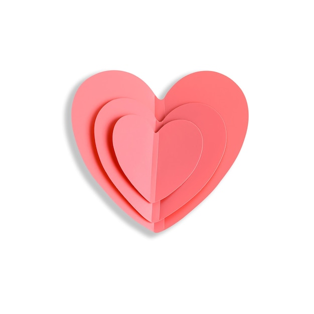 Ein rosa Herz auf einem weißen Hintergrund ist das Konzept eines Liebesfeiertags, Muttertags oder Gesundheitstages