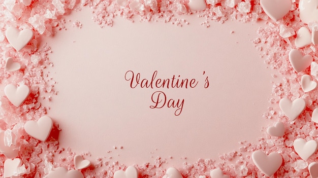 ein rosa Hintergrund mit den Worten Valentinstag geschrieben