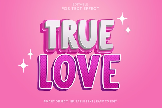 Ein rosa Hintergrund mit der Texteffektvorlage „True Love“.