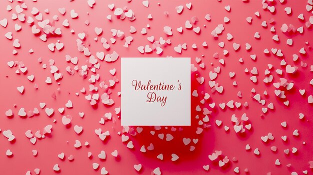 ein rosa Hintergrund mit einer Notiz, auf der der Valentinstag steht