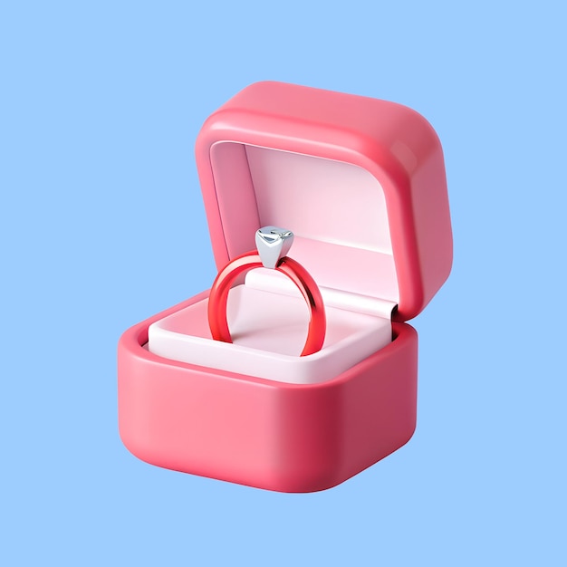 ein rosa Ring in einer rosa Schachtel mit einem Ring drinnen