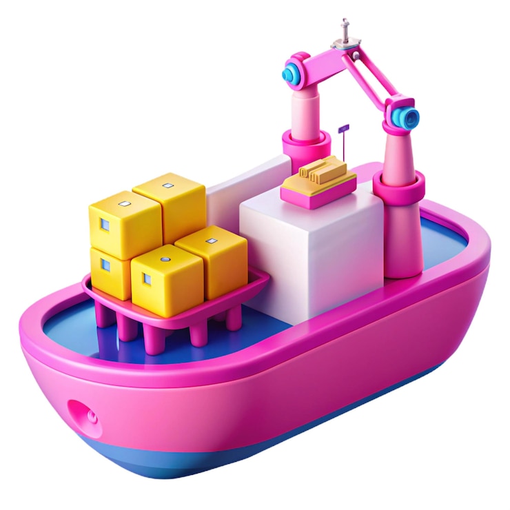 PSD ein rosa spielzeug mit gelben blöcken darauf und eine rosa schachtel mit dem wort blöcke darauf