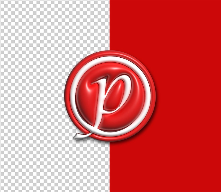 PSD ein rot-weißes logo für ein unternehmen namens p.