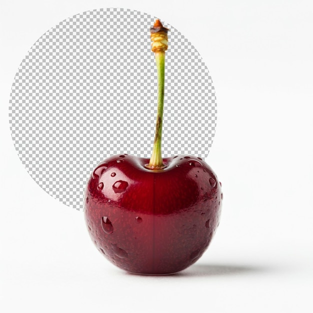 Ein roter Apfel mit einem grünen Stamm auf einem isolierten Hintergrund