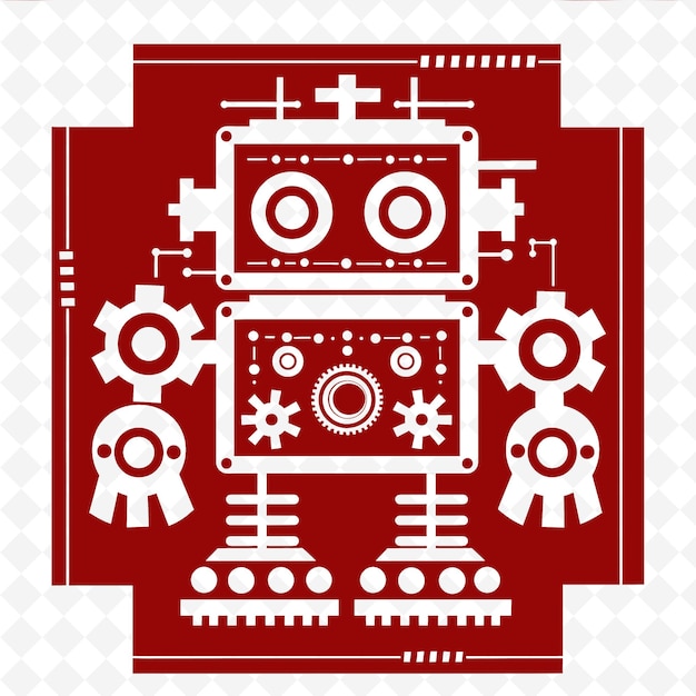PSD ein roter roboter mit einem roten hintergrund, auf dem steht roboter