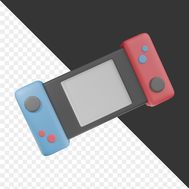 ein roter und blauer Spielcontroller mit der Nummer 3 auf der Unterseite