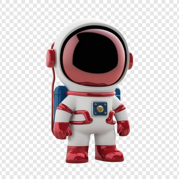 ein roter und weißer Astronaut mit einem gelben Fleck auf seinem Anzug