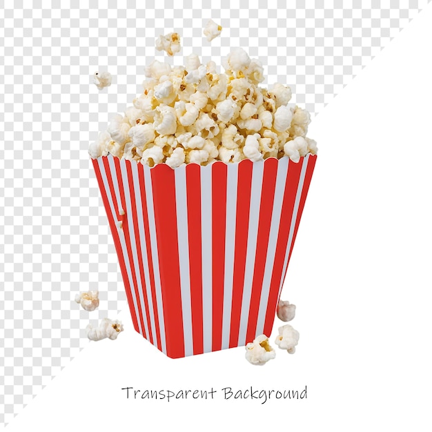 ein roter und weißer gestreifter Behälter mit Popcorn im Inneren