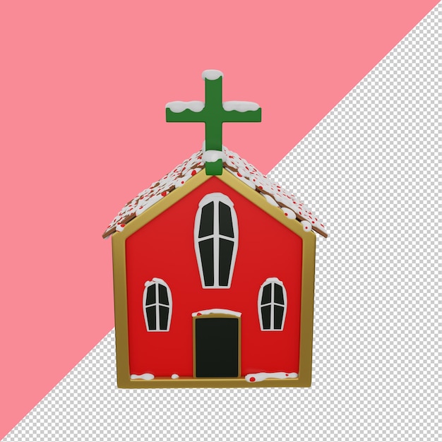 Ein rotes haus mit einem kreuz darauf