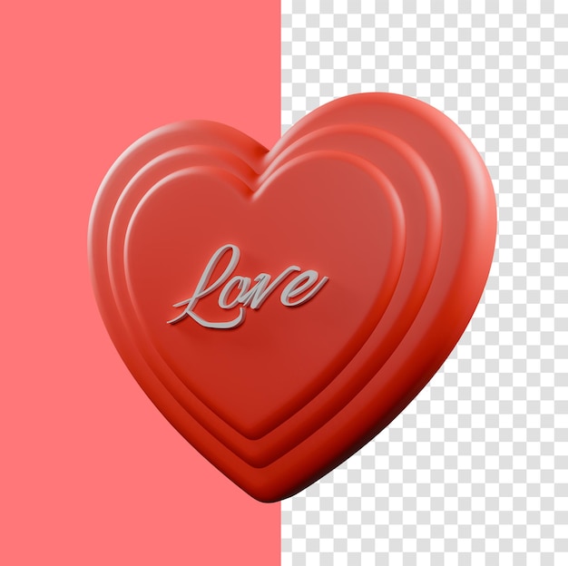 Ein rotes Herz mit Liebe 3D-png-transparentes Bild hoher Qualität