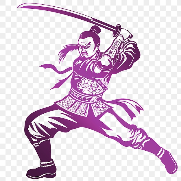 PSD ein samurai mit einem schwert und dem wort krieger darauf