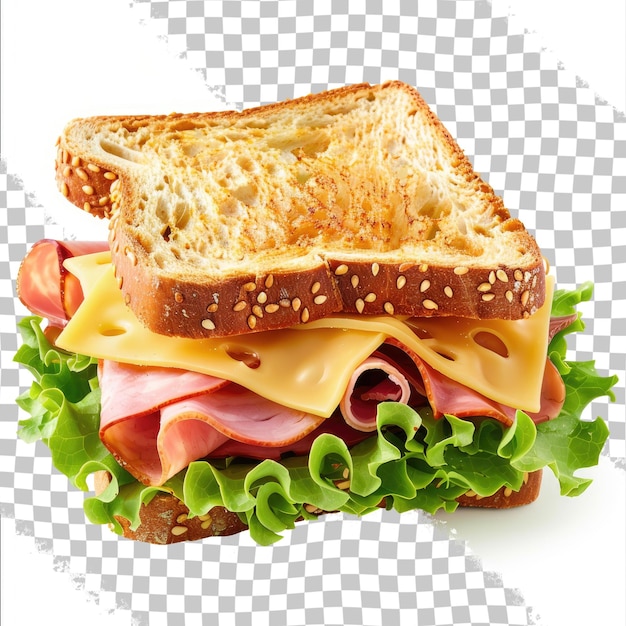 PSD ein sandwich mit käse und fleisch wird auf einem durchsichtigen hintergrund gezeigt