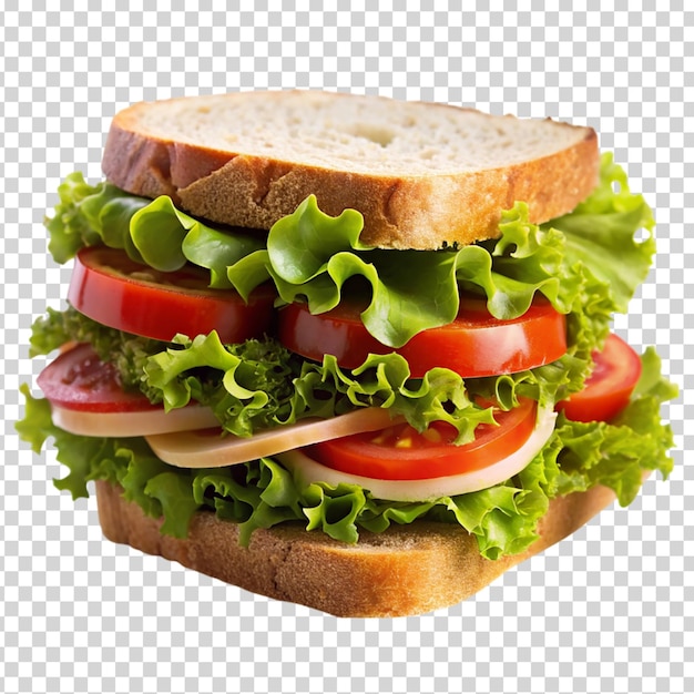 PSD ein sandwich mit salat, tomaten und käse auf einem brot auf durchsichtigem hintergrund