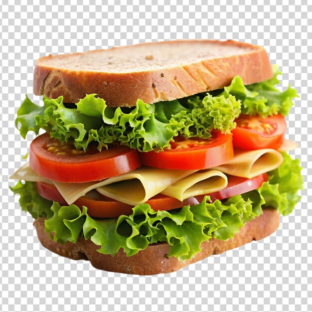 PSD ein sandwich mit salat, tomaten und käse auf einem brot auf durchsichtigem hintergrund