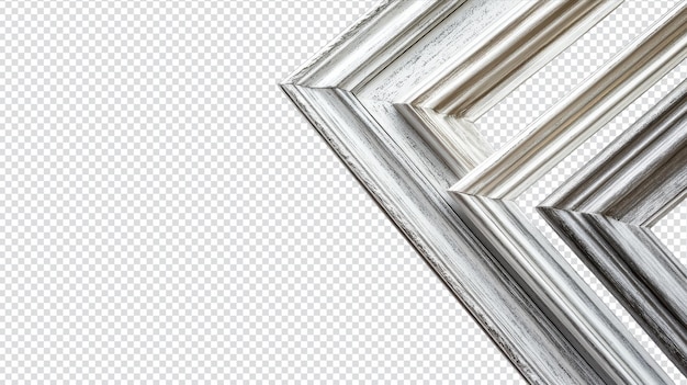 Ein Satz eleganter silberner Bildrahmen, isoliert auf weißem Hintergrund für kreative Dekoration und Fotografie-Displays