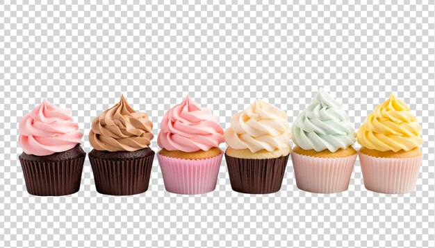 PSD ein satz von cupcakes, die auf durchsichtigem hintergrund isoliert sind