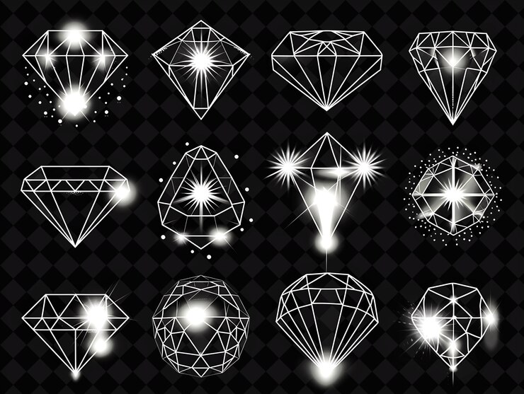 PSD ein satz von diamanten und diamanten mit einem diamanten oben
