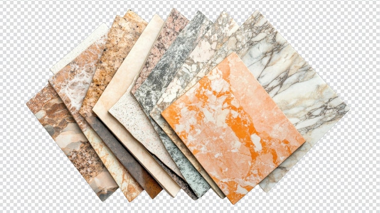 PSD ein satz von gemusterten keramischen fliesen, die auf einem weißen hintergrund isoliert sind, perfekt für inspiration für hausdekorationen und innenarchitekturprojekte