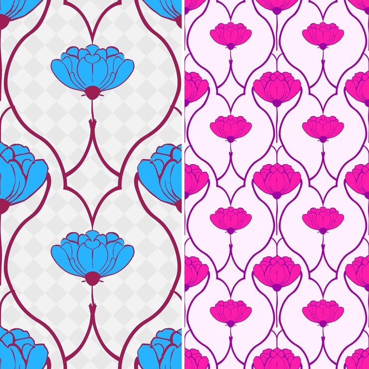 PSD ein satz von rosa und blauen herzen mit einem herzmuster