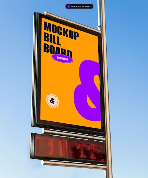 ein Schild für das Billboard hat einen lila Kreis