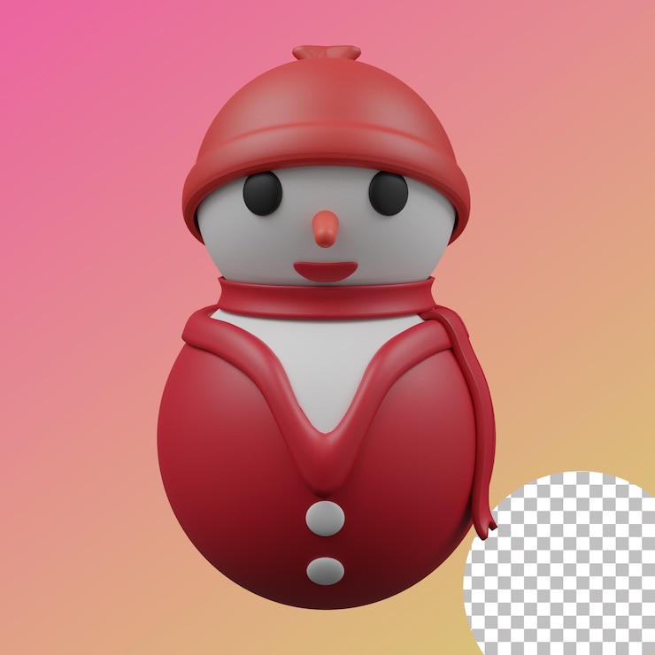 PSD ein schneemann mit rotem hut und roter jacke