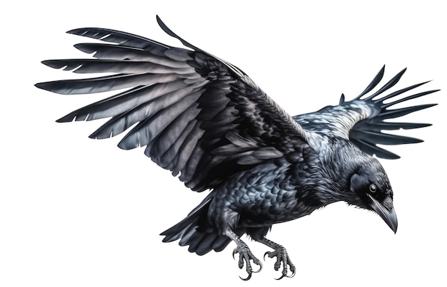 PSD ein schwarz-weißer vogel mit ausgebreiteten flügeln auf transparentem hintergrund. generative ki