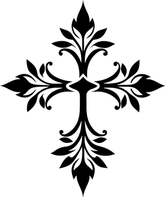 ein schwarz-weißes Design mit einem Kreuz
