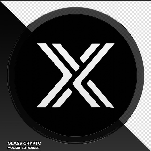 PSD ein schwarz-weißes quadratisches logo für eine kryptowährung aus glas.