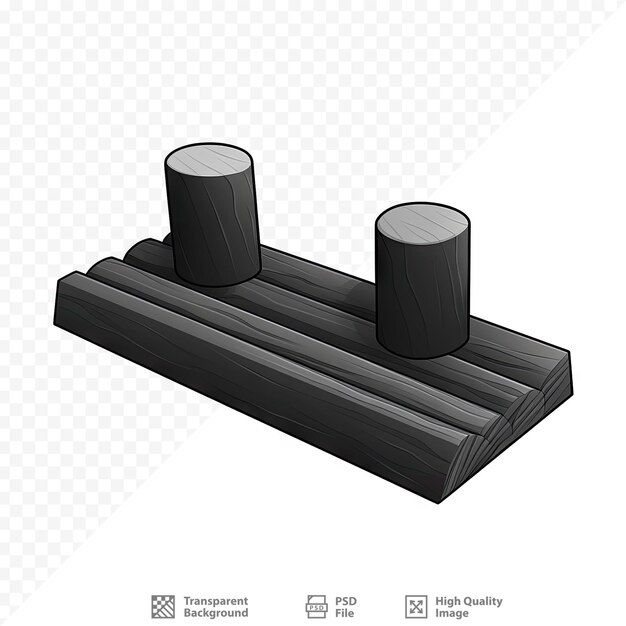 PSD ein schwarzes holzstück mit einem schwarzen holzstück darauf.