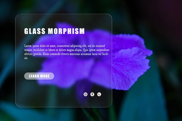 Ein screenshot einer glass morphing-webseite.