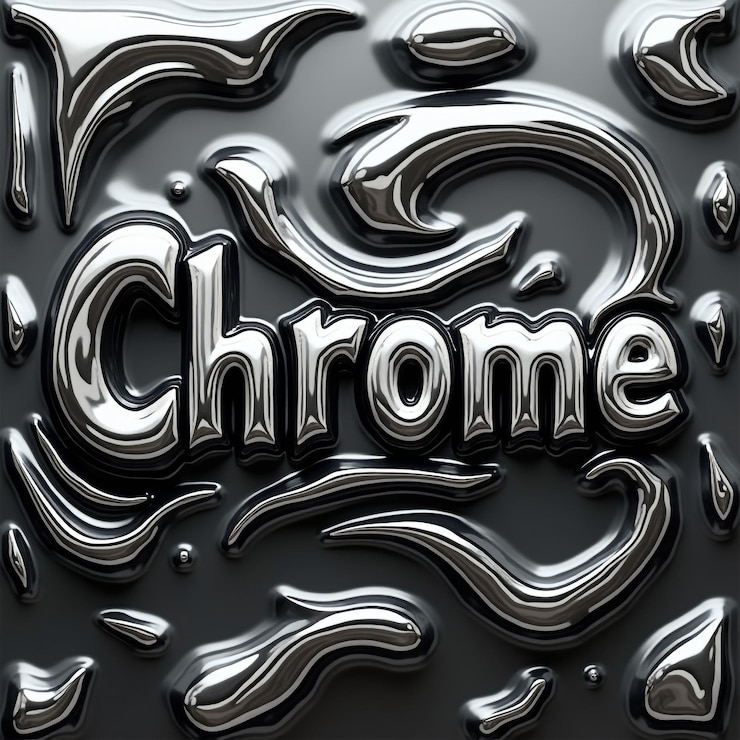 PSD ein silberner hintergrund mit dem wort chrome