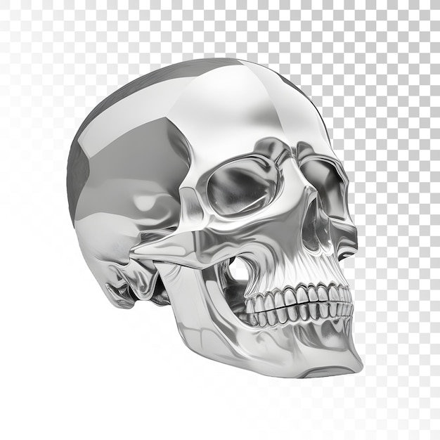Ein silberner Totenkopf mit dem Wort Totenkopf darauf