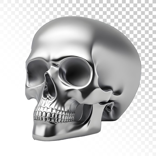 Ein silberner Totenkopf mit dem Wort Totenkopf darauf