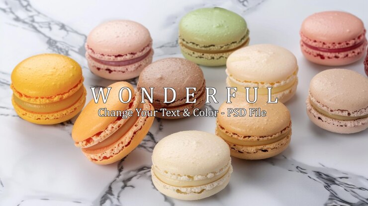 PSD ein sortiment farbenfroher macarons