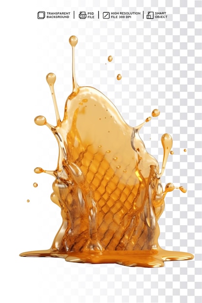 Ein spritzer honig wird in eine wabe gegossen