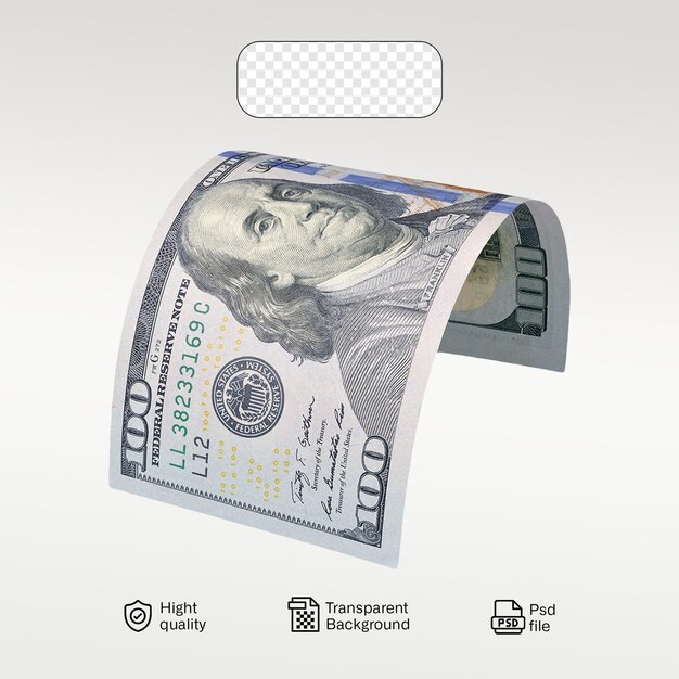 ein Stapel Dollarscheine mit einem weißen Hintergrund, auf dem steht: Dollar