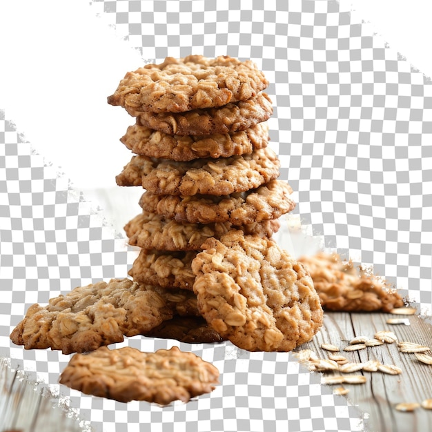 PSD ein stapel kekse mit einem raster mit weißem hintergrund, auf dem oatmeal steht