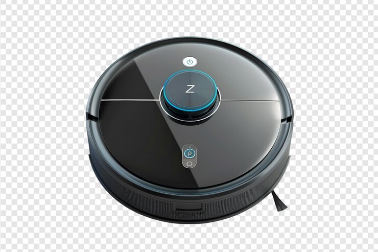 PSD ein staubsaugerroboter, isoliert auf einem durchsichtigen hintergrund
