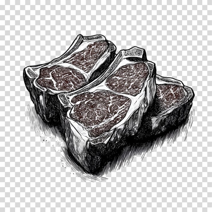 PSD ein stück fleisch, das auf einem durchsichtigen hintergrund mit png-ausschnitt isoliert ist